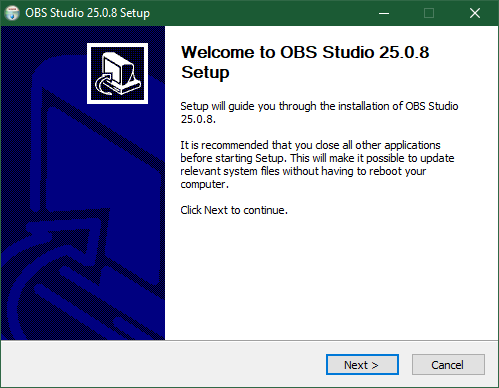 OBS Studio Setup Installation Starting Screen