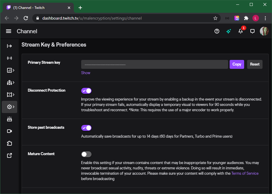 setting obs for twitch and streaming