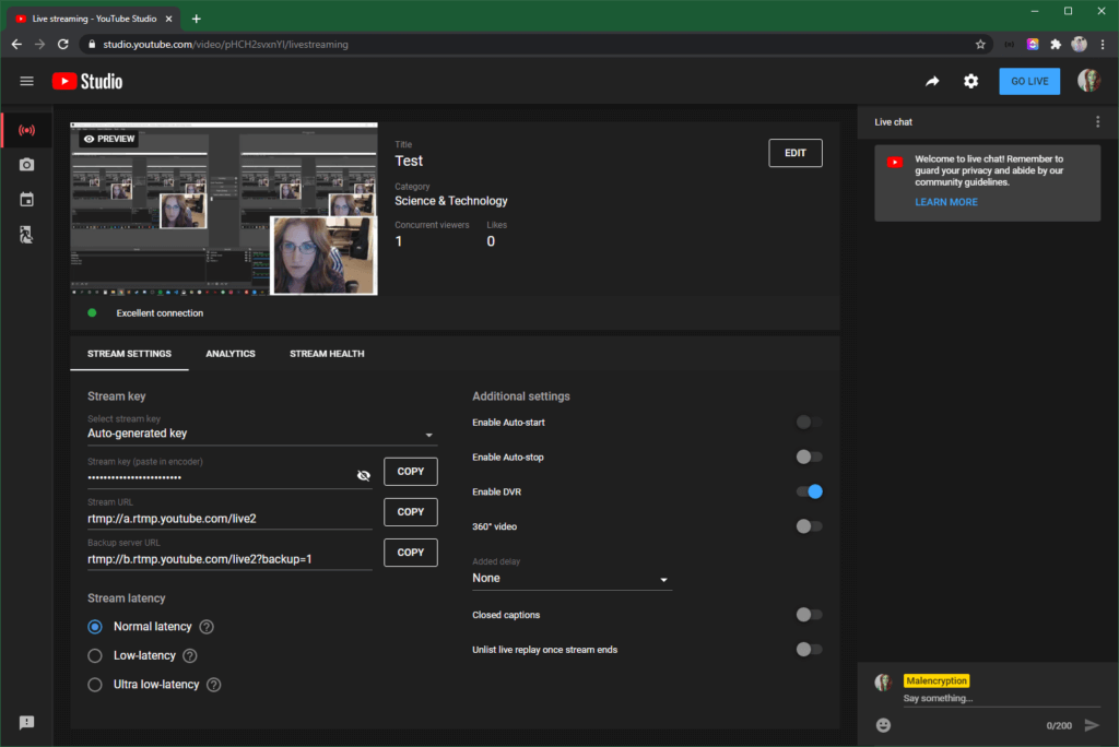 Finding Your YouTube Live Control Room Stream Key