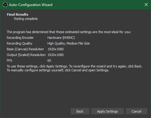 OBS Auto-Configuration Results
